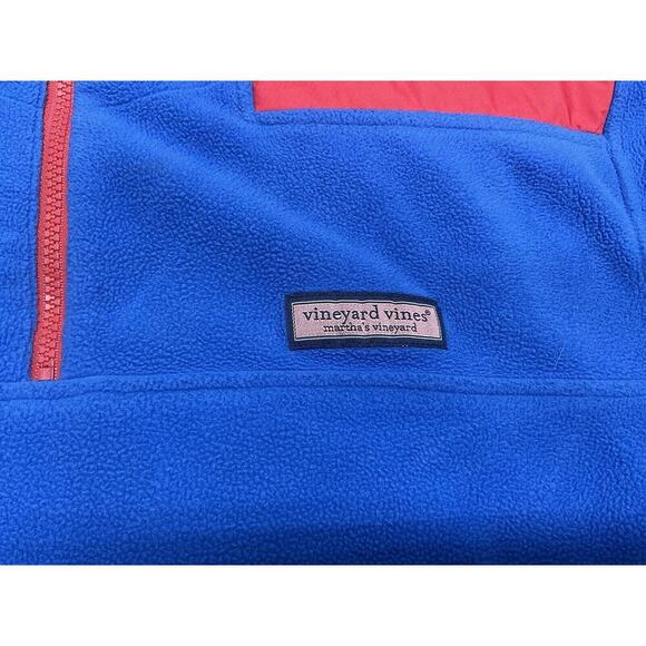 Vineyard Vines Sweater Adult Large Blue Fleece 1/4 Zip Pullover Shep Shirt Red - Picture 3 of 11